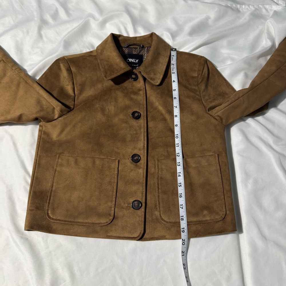 ONLY Faux Suede Jacket – Size XS – Brown Cropped Button Front Capsule Wardeobe - Picture 6 of 10